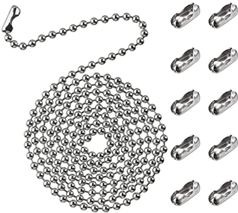 2m Kugelkette, Kugelkette Halskette Edelstahl Halskette Kabel Kette Link Kette Mit 10 Verbindungsstücken Für Schmuck Basteln Zubehör DIY Schlüsselanhänger, Silber (4,5Mm)