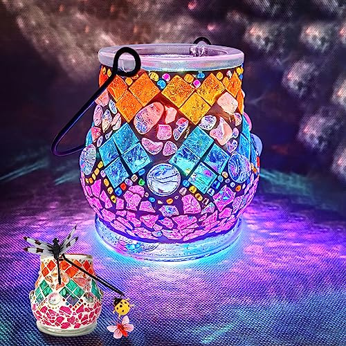 FORMIZON Mosaik Lampe Basteln, Mosaik Bastelset Kinder, Glasmosaik Kerzenhalter Kit für Heim Deko, DIY Kreative Basteln, Handgefertigte Kunstwerk Geschenk für Mädchen Kinder