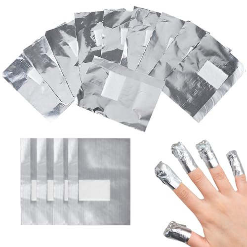 200pcs Feuille d'aluminium Dissolvant, Ultra-Minces Papillotes en Aluminium, Papillotes Ongles d'aluminium pour Retirer Vernis à Ongles