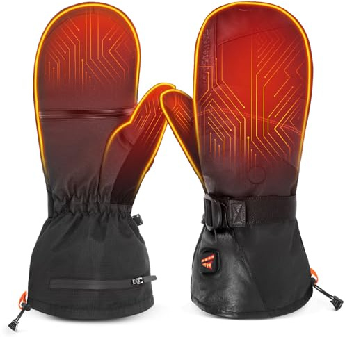 KastKing Calido Heated Mittens 7.4V 22.2Wh Battery Rechargeable Heated Gloves for Men & Women, Water-Resistant Fishing Gloves for Ice Fishing Skiing Hiking,L