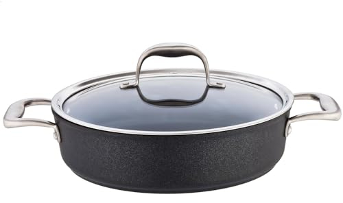 SKK Antihaft Kasserolle Ø 26 cm aus Aluguss - induktionsgeeignet - runder Schmortopf mit Glasdeckel & Griffe aus Edelstahl - Made in Germany
