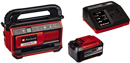 Einhell Akku-Kompressor PRESSITO 18/25 Power X-Change (18 V, max. 11 bar, inkl. 3-tlg. Adapter-Set, inkl. 71 cm Hochdruckschlauch und 1,6 m Niederdruckschlauch, inkl. 5,2 Ah Akku und Ladegerät)