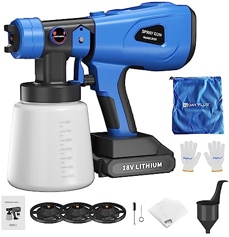 Cordless Spray Gun with Battery 18V and 800ml Container & 4 Nozzles(1mm,1.5mm,1.8mm,2.5mm)