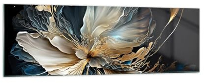 Panorama Bilder auf Glas 160x50cm Glasbild Blume Botanik Art Deco Groß XXL Wanddeko Bild im Glas Schlafzimmer Küche Wandbilder Dekoration Wohnzimmer Modern Wand Kunstdruck Art GAB160x50-5766