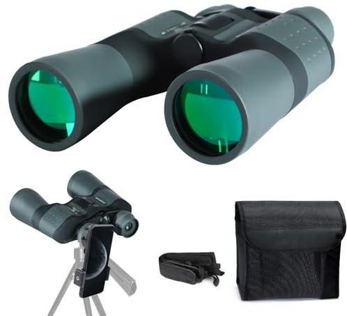 10-30x50 Zoom Binoculares, HD Professional Prismáticos para Adultos, Duradero y Claro FMC BAK4 Prisma Lente Prisma, Aves Viendo la Caza Viajando Deportes y Conciertos al Aire Libre