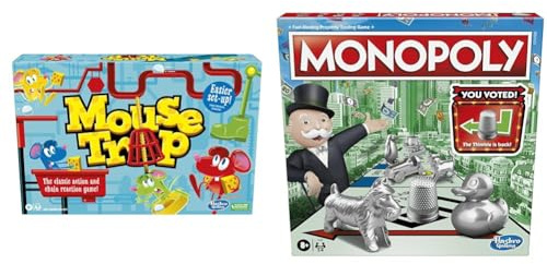 Hasbro Gaming Mouse Trap Board Game for Kids Ages 6 and Up, Classic Kids Game & Monopoly Game, Family Board Game for 2 to 6 Players, Monopoly Board Game for Kids Ages 8 and Up