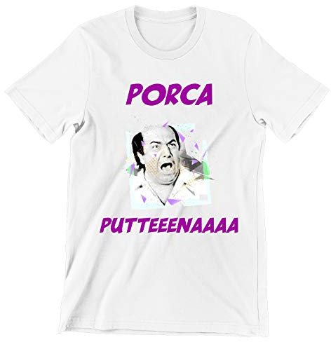 Incidiamo T-Shirt Uomo Film Cult L'allenatore nel Pallone por** Pu**eeenaaa - Film Cult Italiani - Maglietta Manica Corta Bianca Taglia L