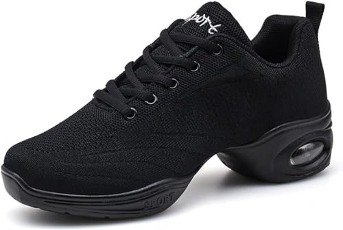 WOWEI Dansskor för kvinnor jazzskor kvinnor danssneakers andningsbara luftkudde delad sula promenaddansskor lätta andningsbara dam plattformssko, Tanz J19, 36 EU