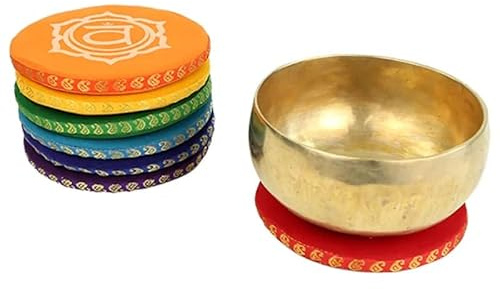 Cojín para cuencos tibetanos hechos a mano artesanales (SET 7 CHAKRA GRANDE - 14.5 cm)