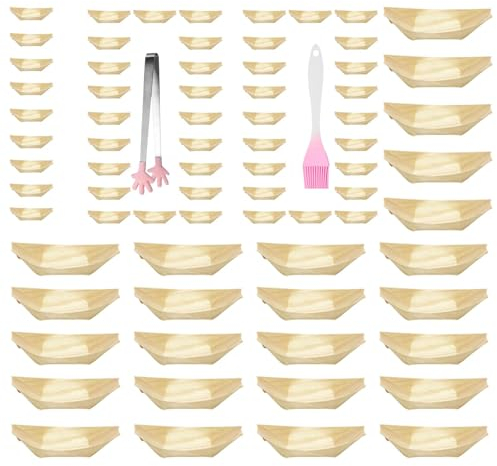 Streysisl Barca a scodella in legno, Scodella a forma di barca | Vassoi per barche in legno da 100 pezzi - legno ecologico da asporto cibo che serve barche vassoi in legno per snack per feste