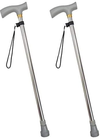 Lot de 2 cannes télescopiques légères et réglables en hauteur en aluminium avec poignée ergonomique et pied en caoutchouc antidérapant