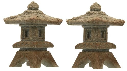 ABOOFAN 2St Mini-Gartendekoration gartenskulptur mikrolandschaft Bonsai Dekoration Balcony Decoration gartenfigur Mini-Laternen -Feenfiguren Pavillon-Ornament Gartendekorationen Stein