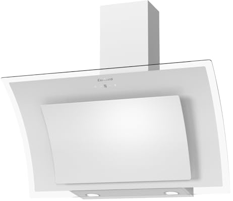 Corberó – Campana Decorativa `[NYASA9000W] 90 cm | Caudal 831 m3/h| 3 Velocidades | Control Touch | Filtro Aluminio 3 Capas + Filtro Carbón | E.Energética A++ | Cristal Blanco