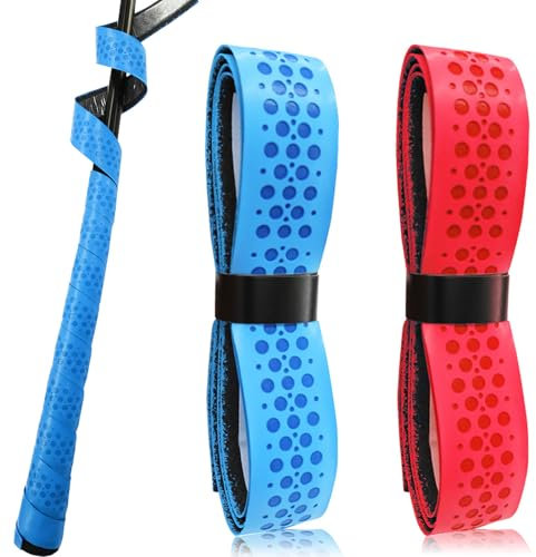 2 Pièces Raquette Grip Ruban, Grip Tennis, Ruban Antidérapant pour Raquette, Ruban Grip Raquette de Tennis, Ruban Adhésif pour Raquette de Tennis, pour Tennis Raquette, Badminton, Squash