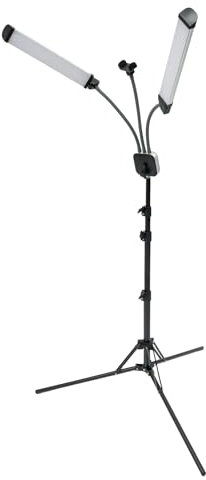 WooDerson Supporto per telefono a doppio braccio a LED con treppiede telescopico, set di illuminazione per studio di unghie, per riprese di film/Live Streaming/illuminazione supplementare