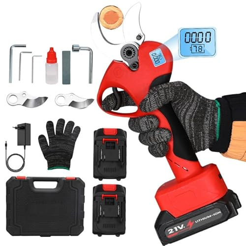 Kouamor Troncarami a batteria, 40 mm, forbici da potatura elettriche da giardino 21 V, forbici da giardino elettriche con indicatore LED, adatte per rami, arbusti,