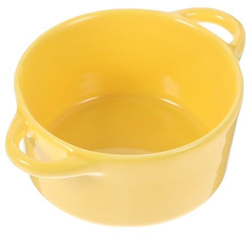 Warmhm Bol pour Soupe en Céramique à Double Anse, Surface Lisse, Imperméable, Facile à Nettoyer, pour Restaurant, Bol à Dessert et Pudding