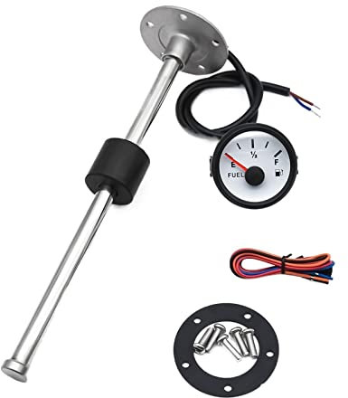 Indicador de nivel de combustible resistente al agua con Sensor de nivel de combustible 100-500MM Sensor de nivel marino de acero inoxidable 0-190Ohm retroiluminación roja Para barco, coche, camión, a