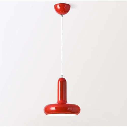 Mkichi Hängelampe Küche Modern E27 Pendelleuchte Esstisch Rund Küchenlampe Hängend,Lampenschirm Hängelampe Metall Vintage,Hängelampen für Schlafzimmer Wohnzimmer Esszimmer (Rot)