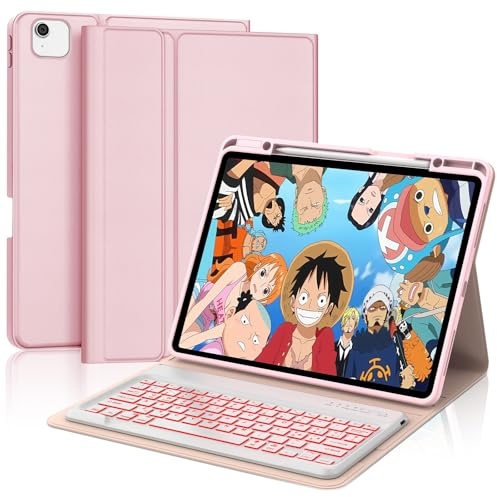 SENGBIRCH Funda con teclado para iPad Air 13 M3 2025/ Air 13 M2 2024, italiano QWERTY, retroiluminación de 7 colores Bluetooth magnética desmontable teclado para iPad Air 13'' 2025/2024, rosa
