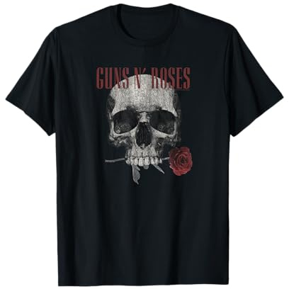Guns 'n' Roses Hard Rock Band Flower Skull by Rock Off Maglietta