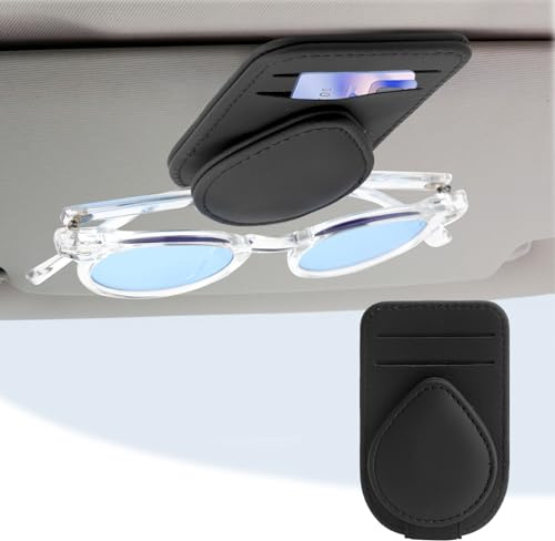 Schwarz Brillenhalter für Sonnenblende,Sonnenbrillen Halter Auto Sonnenbrillenhalter Magnetischer,Auto Zubehör Innenraum,Brillenhalter Magnetischer,Autozubehör Brillenhalters für GläSer,Karten,Stifte