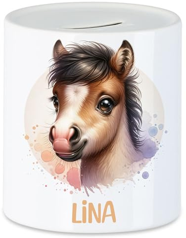 Spardose mit Hase für Kinder Namen Personalisiert | Personalisierte Spardose Wunschname Kinderspardose Hase-Motiv | Geschenk Mädchen Junge | Sparbüchse Weihnachten, Geburtstag, Geburt Taufe