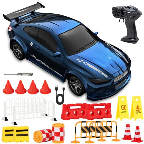 KUWUNG 1:64 Mini RC Drift Car, 4WD Racing Drifting Car for Adults, 15KM/H 4WD High Speed RC Cars with LED Lights, Desktop Remote Control Drift High Speed Drifting RC Cars for Adults