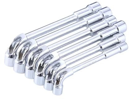 Aqxyxsw GUYTRM Lot de 5 clés à Pipe chromées en L, perforées en Forme de 7, à Double tête, hexagonales, 6, 8, 10, 12, 14 mm lingli
