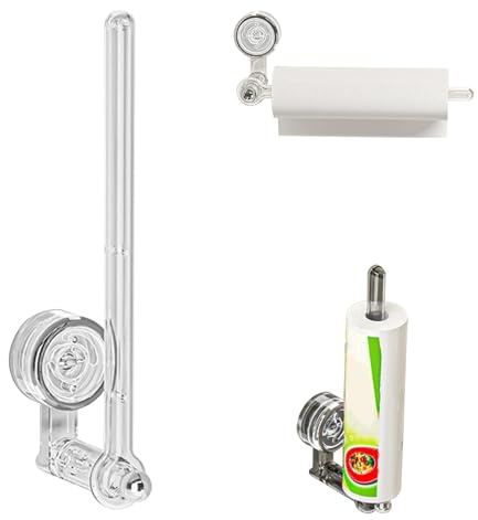 Verstellbarer Küchenrollenhalter mit Saugnapf, Multifunktionale Aufhängestange mit Saugnapf für Küche, Bad und Büro, Wand-Organizer mit robustem Halt, ganz ohne Bohren (A-29cm)