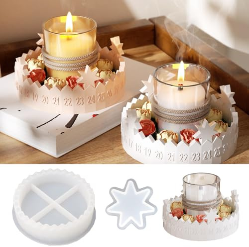 moule bougie noel, Moules en Silicone pour couronne de l'Avent, calendrier de l'Avent, moules en Silicone de Noël, moules en silicon, étoile, pour bougies en plâtre et résine époxy, moule Silicon no