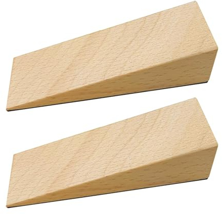 2 Pack Wooden Door Stop, Wooden Door Wedge, Doors Stoppers for Floor Anti-Skid, Natural Beech Woode-n Wedge Set, Heavy Duty Doorstop for All Types of Home Bedroom Kitchen Office Doors Furniture