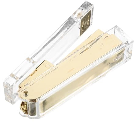 Homoyoyo Grapadora Compacta Transparente Tamaño Pequeño Multifunción para Oficina y Aula, Material de Oficina de Alta Resistencia en Acrílico Dorado