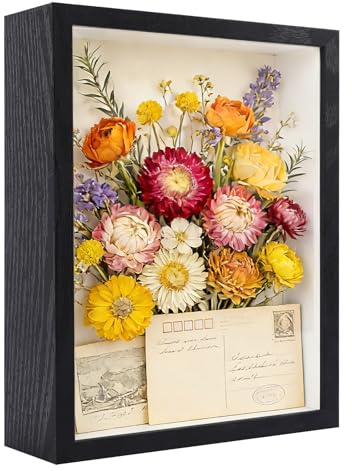 Osrioal Shadow Box Frame, Deep Box Frames for Wall and Tabletop, 3D Picture Frame for Handcrafted Flowers Medal and Souvenir, Black (21.8×6.5×26.8CM )