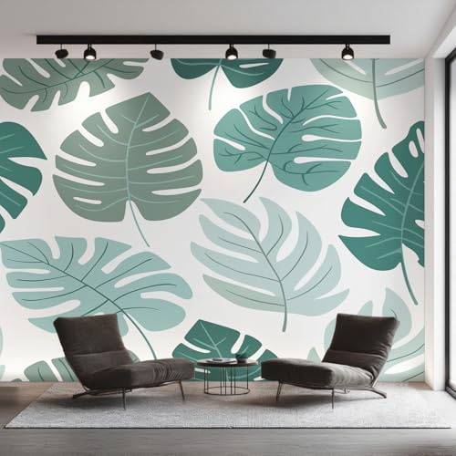 Monstera Wallpaper for Living Room, Plant Green Leaf Wall Mural for Bedroom 400x280 cm, Non-Woven Photo Wallpaper, Home Decor D&O99