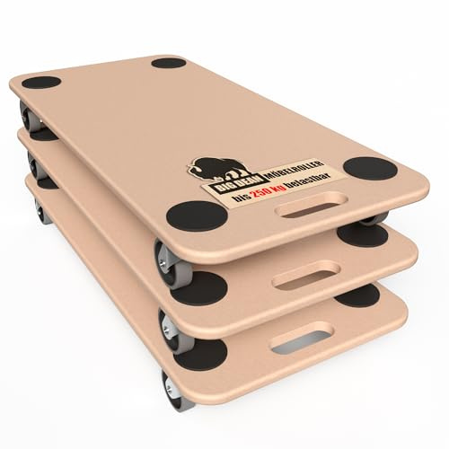 BigDean 3 Materialtransporter 250kg Schwerlast Möbelroller mit TPE-Rollen | Bodenschonenden TPE Rollen Transportroller Rollbrett aus MDF, extrem belastbar und robust bei flächiger Belastung (250kg)