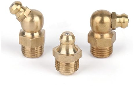WELDRIC Schmiernippel aus Messing 10 Stück M4 M5 M6 M8 M10 M12 M14 M16 Messing-Winkelstücke mit Außengewinde for Hydrauliköl, Schmiernippel und Rohrverschraubungen(Straight,M8x1)