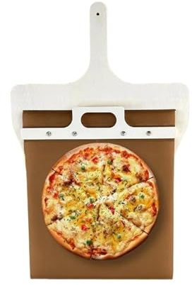 Pala for pizza scorrevole con manico in legno rimovibile, spatola for forno da cucina, utensili for la cottura di torte e dessert(42X26cm)