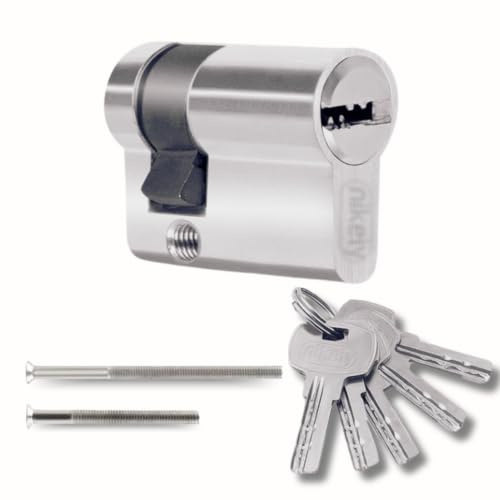 Cilindro per Serrature 30/10mm, Cilindro a Singola Serratura, Viti e Chiavi Incluse, Montabile Facilmente, Serratura per Porte e Garage, Anti-perforazione, Lunghezza 40mm
