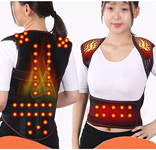 MKAK Chaleco de auto-calefacción magnético Atrás Soporte de apoyo Cinturón de correa de cintura Postura Corrector columna vertebral espalda espalda Hombro Protección lumbar(L)