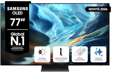 Samsung Smart TV 77 QE77S92HAEXZT OLED 4K Glare Free, NQ4 AI Gen 3 Processor, HDR 10+, Motion Xcelerator 165Hz, Dolby Atmos, Gaming Hub, Ultimate Gaming Pack, LaserSlim Design, Vision AI, Alexa, 2026