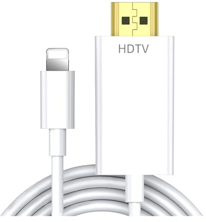 JJKSKV Lightning To HDMI Adapter Cable (Mobile To TV Video Transmit) - Compatible With IPhone 14/13, Works For HDTV(1.8M)