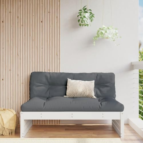 zylophax Garten-Mittelsofa Weiß 120x80 cm Massivholz Kiefer Robustes Sitzmodul für Terrasse Balkon Veranda wetterfest modular erweiterbar Komfortables Loungesofa im Außenbereich