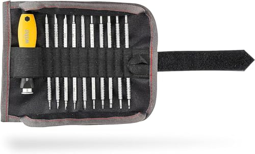 Wiha Schraubendreher mit Wechselklingen Set ESD SYSTEM 4 (31499), 12 tlg. für tiefliegende Schrauben, Schlitz/Kreuz/TORX/Sechskant inkl. Rolltasche