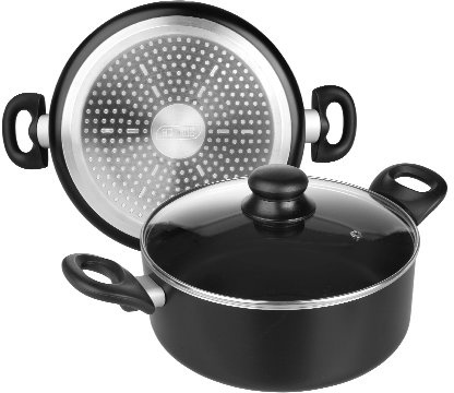 IBILI - Cacerola con tapa de cristal, Aluminio, 28 cms, Antiadherente, Apta para induccion