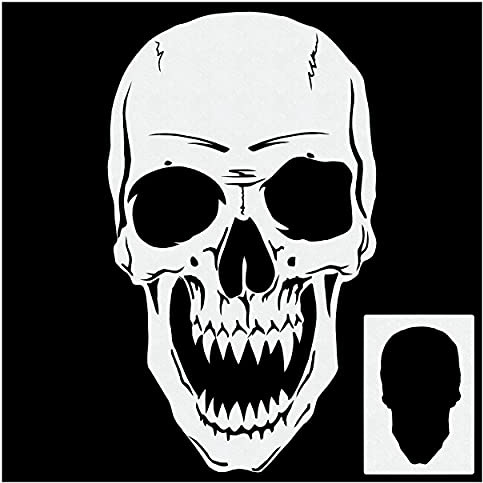 Herterich Products Airbrush Schablone für Skull Totenkopf | Tattoo und Graffiti Stencil Vorlage | Präzises Design | Wiederverwendbar und Lösemittelresistent