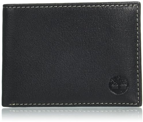 Timberland Men's Genuine Leather RFID Blocking Passcase Security Wallet, black, One Size
