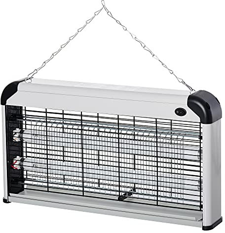 Outsunny Lampe Anti-Moustique, Tueur d'insectes électrique UV 30W, Tue-Mouche électrique, piège à Moustique, Efficace sur Une Surface de 60 m², pour intérieur et extérieur, Noir Gris