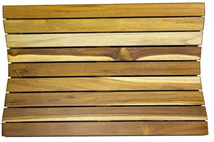 EcoDecors Alfombrilla de baño de Teca de 58,4 x 38,1 cm, Acabado Natural de Teca terrosa