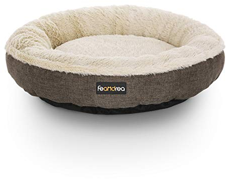 Feandrea Hundebett, Hundekorb, Katzenbett, Donut, rund, Ø 55 cm, braun PGW55C